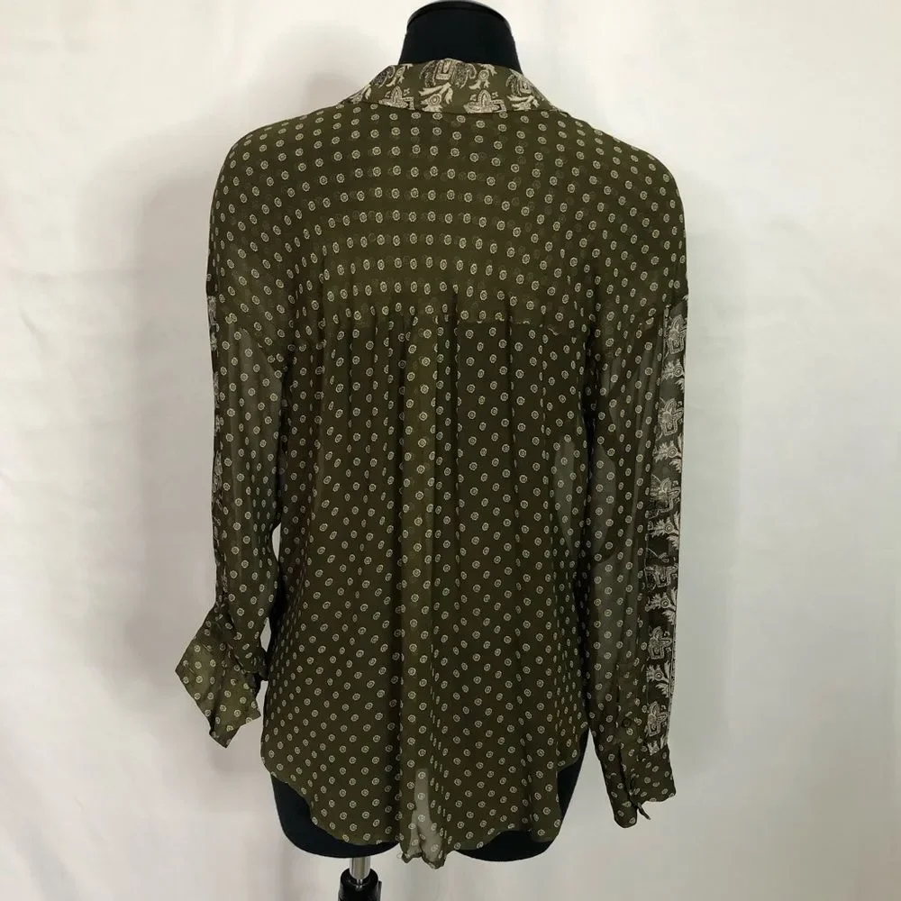 Free People Easy Rider Oversized Sheer Blouse - Women’s‎ XS